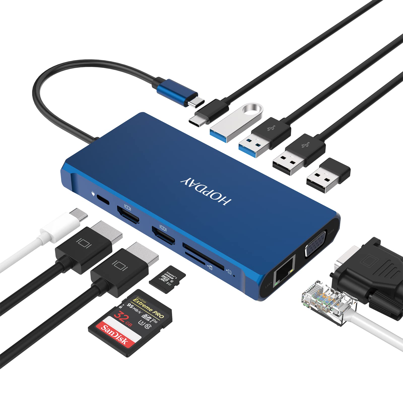 Amazon.com: Laptop Docking Station HOPDAY 12 in 1 Triple Display